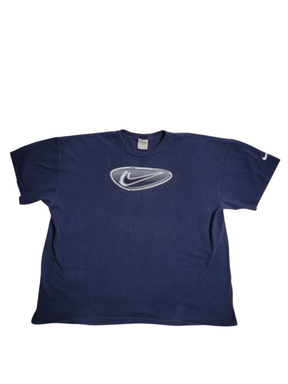 Vintage Y2K Nike Oakley Style Center Swoosh Logo T-Shirt Navy Blue Size 3XL